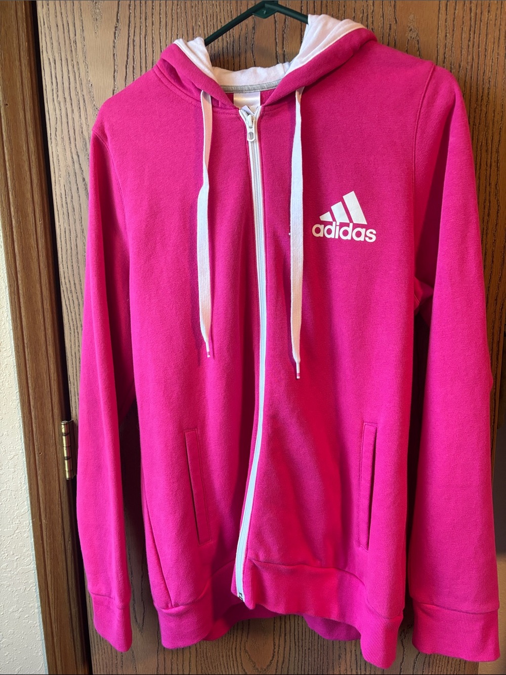 Adidas Hot Pink Zip-Up Hoodie with White Logo